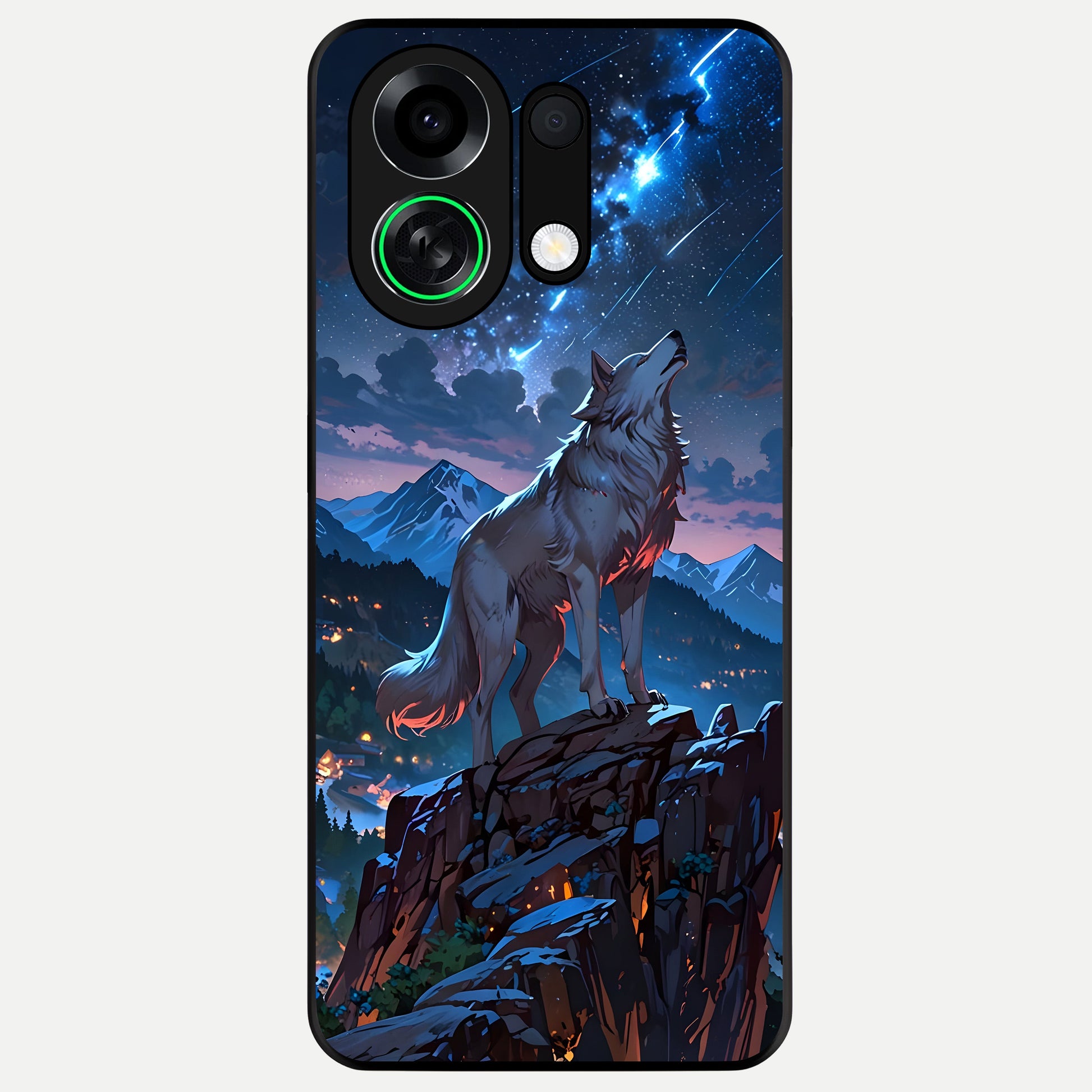  Celestial Wolf Howl Glass Case For Oppo K13 Turbo back cover – full design glossy printed glass finish