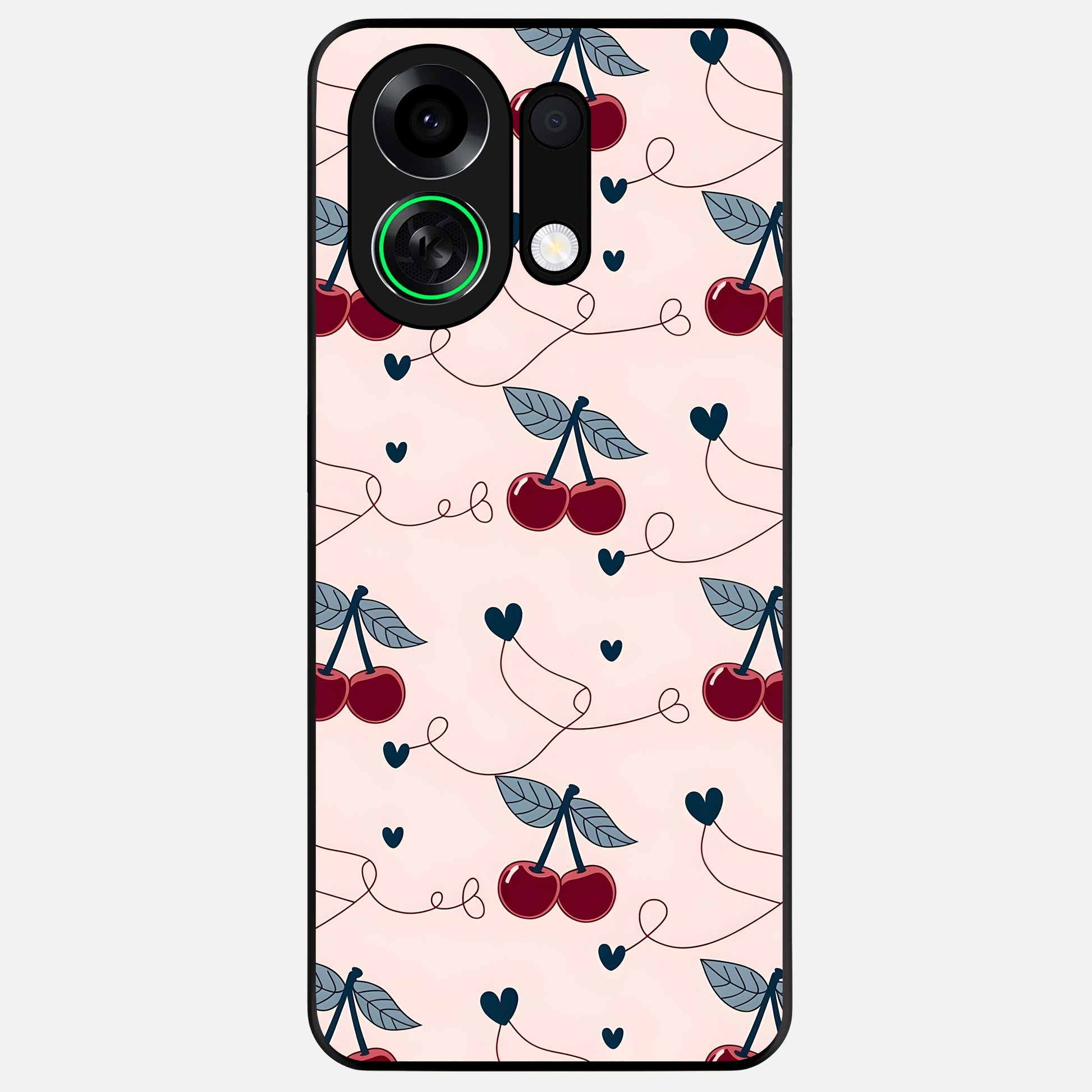 Cherry Heart Line Glass Case For Oppo K13 Turbo back cover – full design glossy printed glass finish