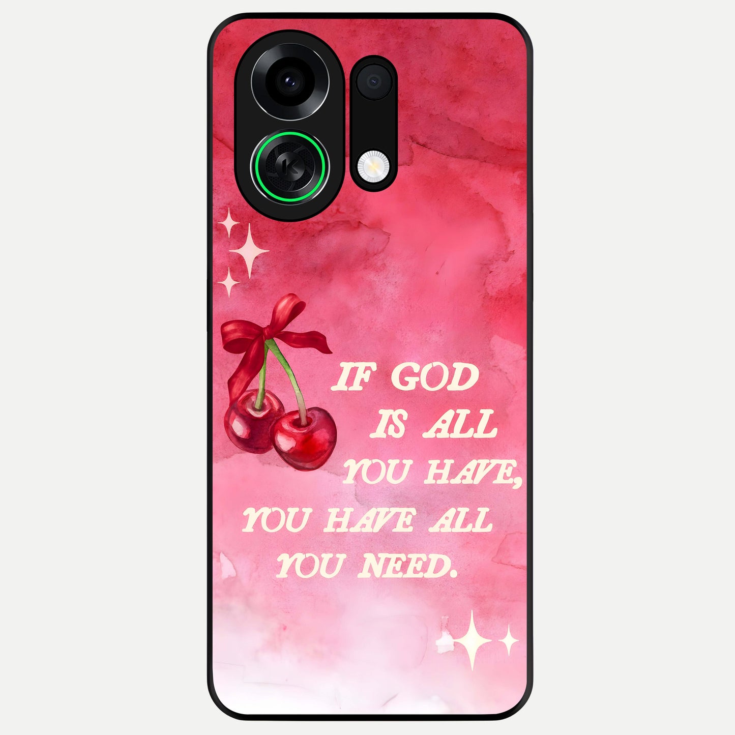  Cherry Quote Glass Case For Oppo K13 Turbo back cover – full design glossy printed glass finish