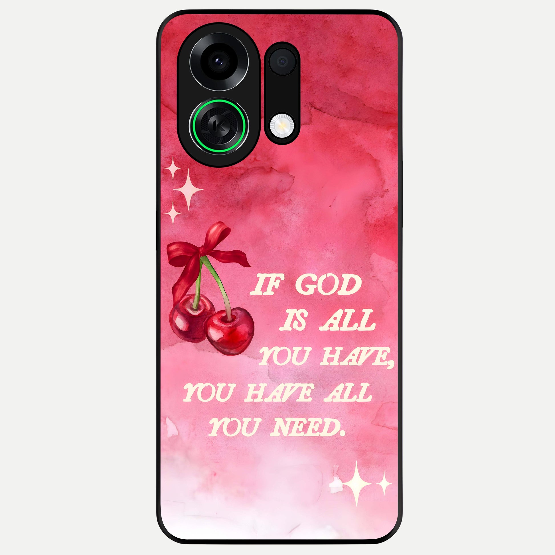  Cherry Quote Glass Case For Oppo K13 Turbo back cover – full design glossy printed glass finish