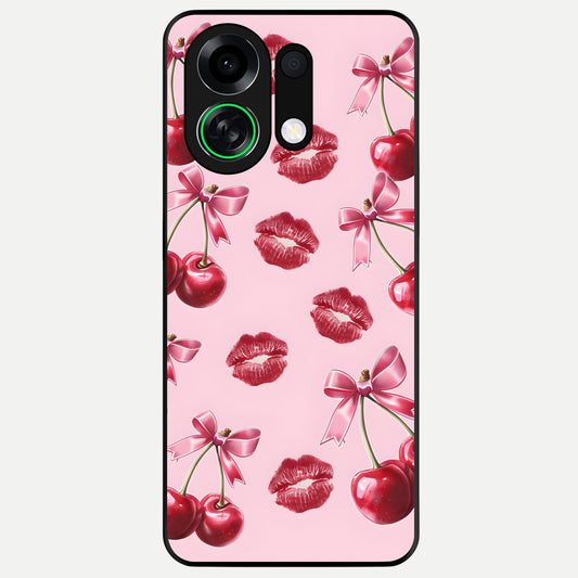  Cherry With Lips Glass Case For Oppo K13 Turbo back cover – full design glossy printed glass finish