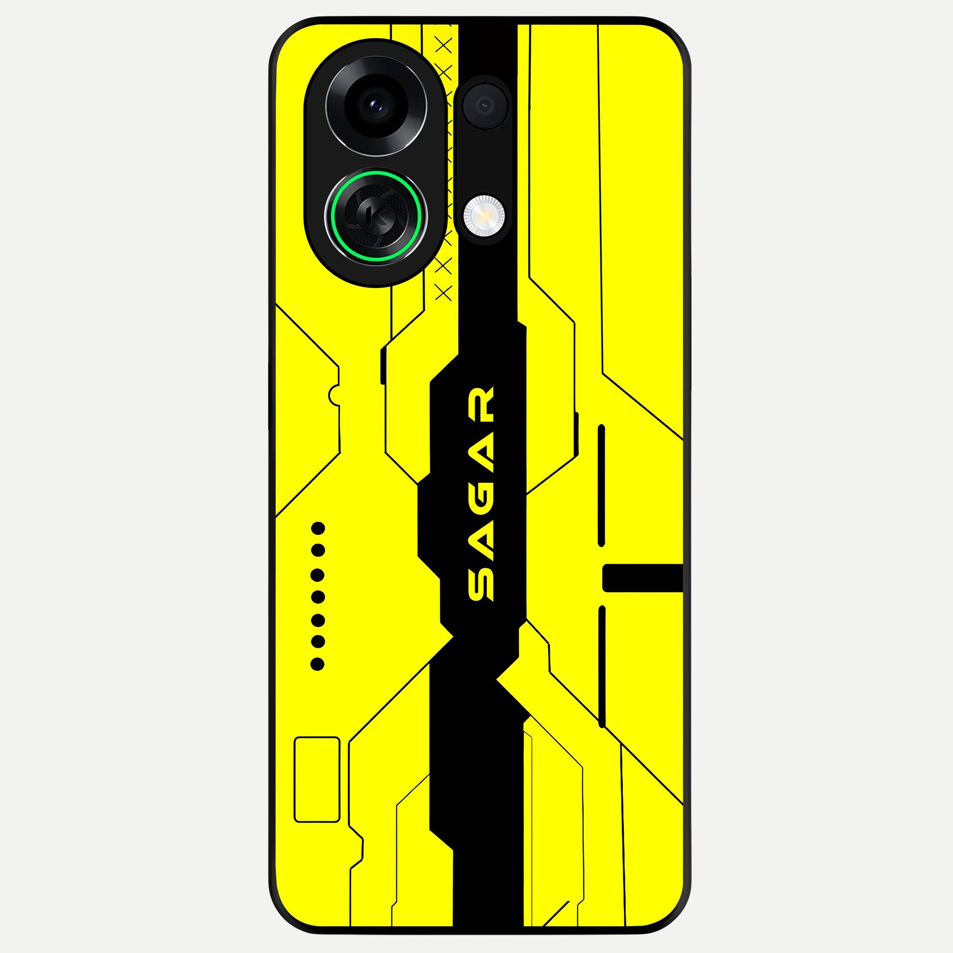  Circuit CYBERPUNK Custom Name Glass Case For Oppo K13 Turbo back cover – full design glossy printed glass finish