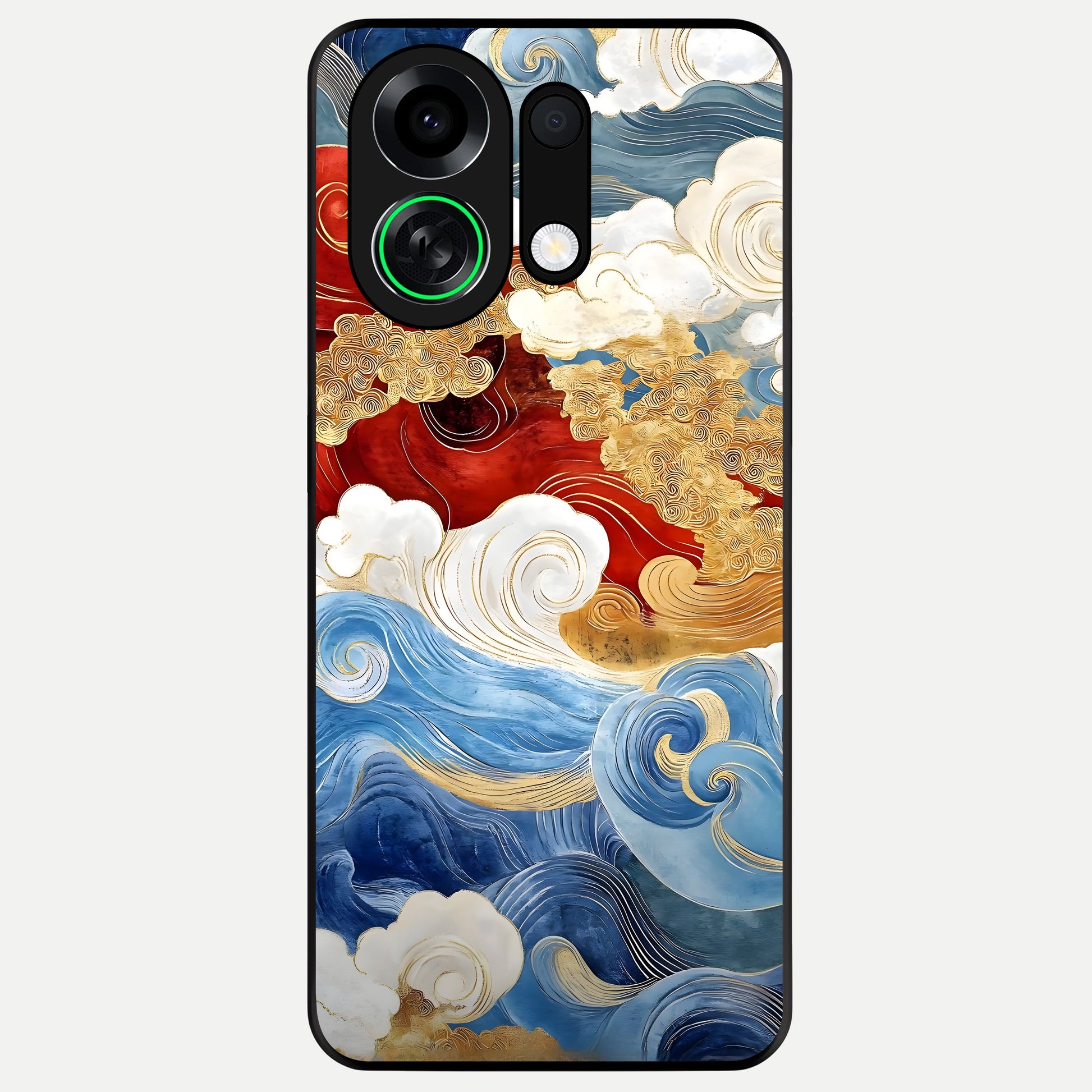  Colored Waves Glass Case For Oppo K13 Turbo back cover – full design glossy printed glass finish