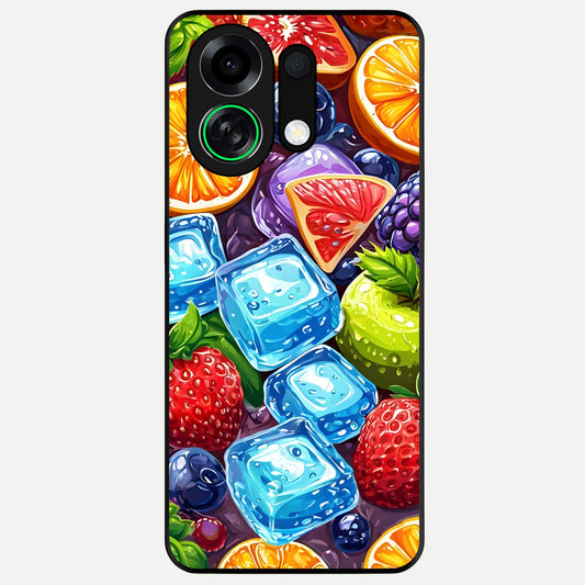  Colorful Fruits with Ice Glass Case For Oppo K13 Turbo back cover – full design glossy printed glass finish