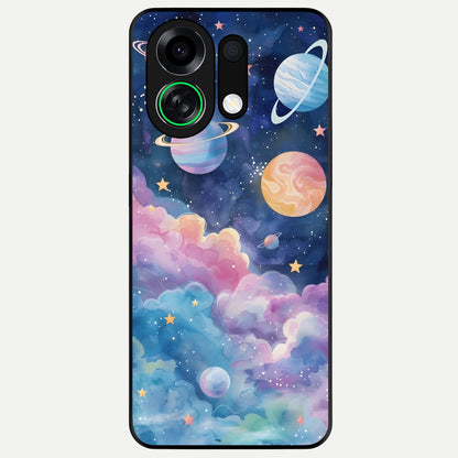  Cosmic Planet Dreams Glass Case For Oppo K13 Turbo back cover – full design glossy printed glass finish
