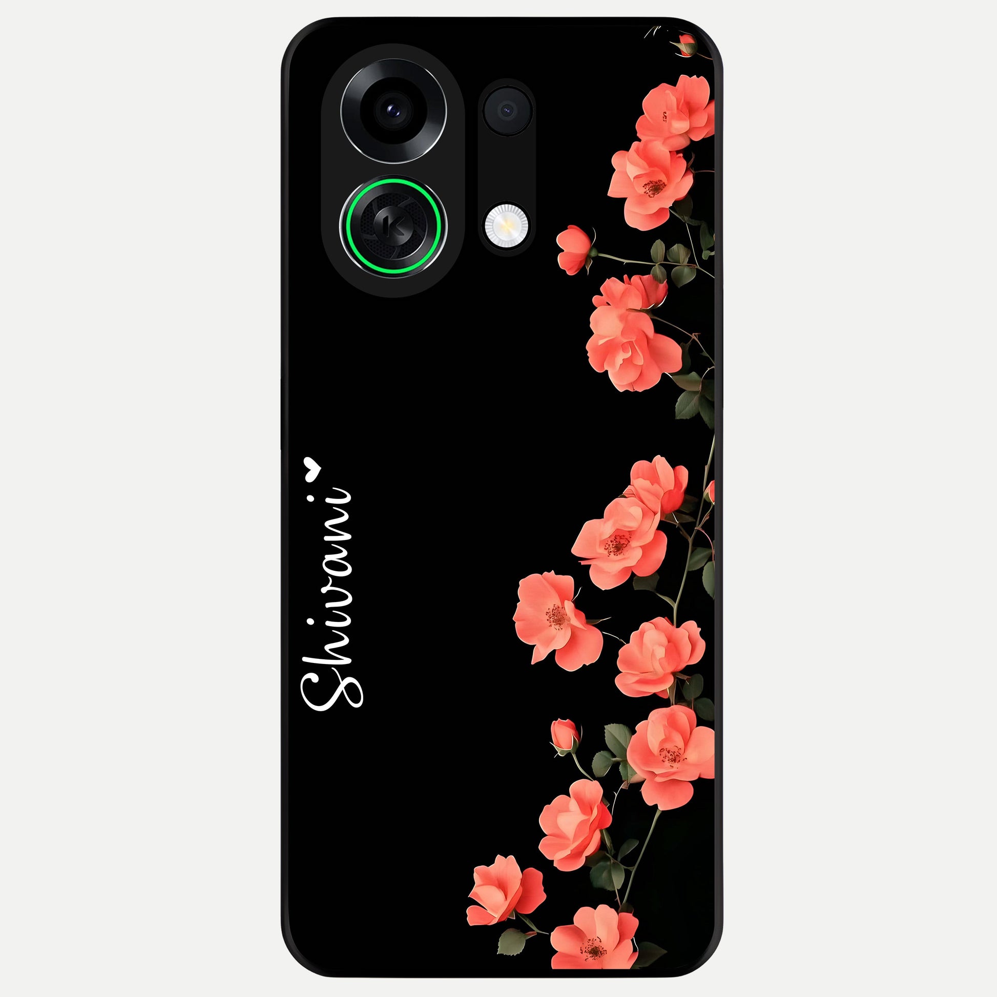  Crimson Bloom Grace Custom Name Glass Case For Oppo K13 Turbo back cover – full design glossy printed glass finish