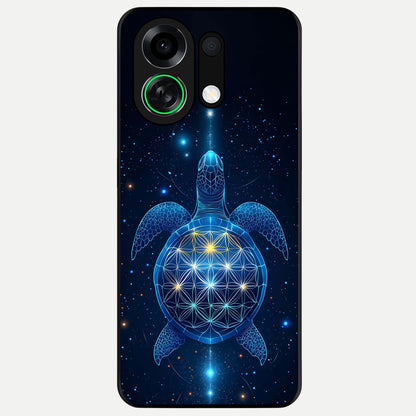  Crimson Blue Turtle Glass Case For Oppo K13 Turbo back cover – full design glossy printed glass finish