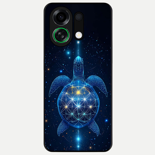  Crimson Blue Turtle Glass Case For Oppo K13 Turbo back cover – full design glossy printed glass finish