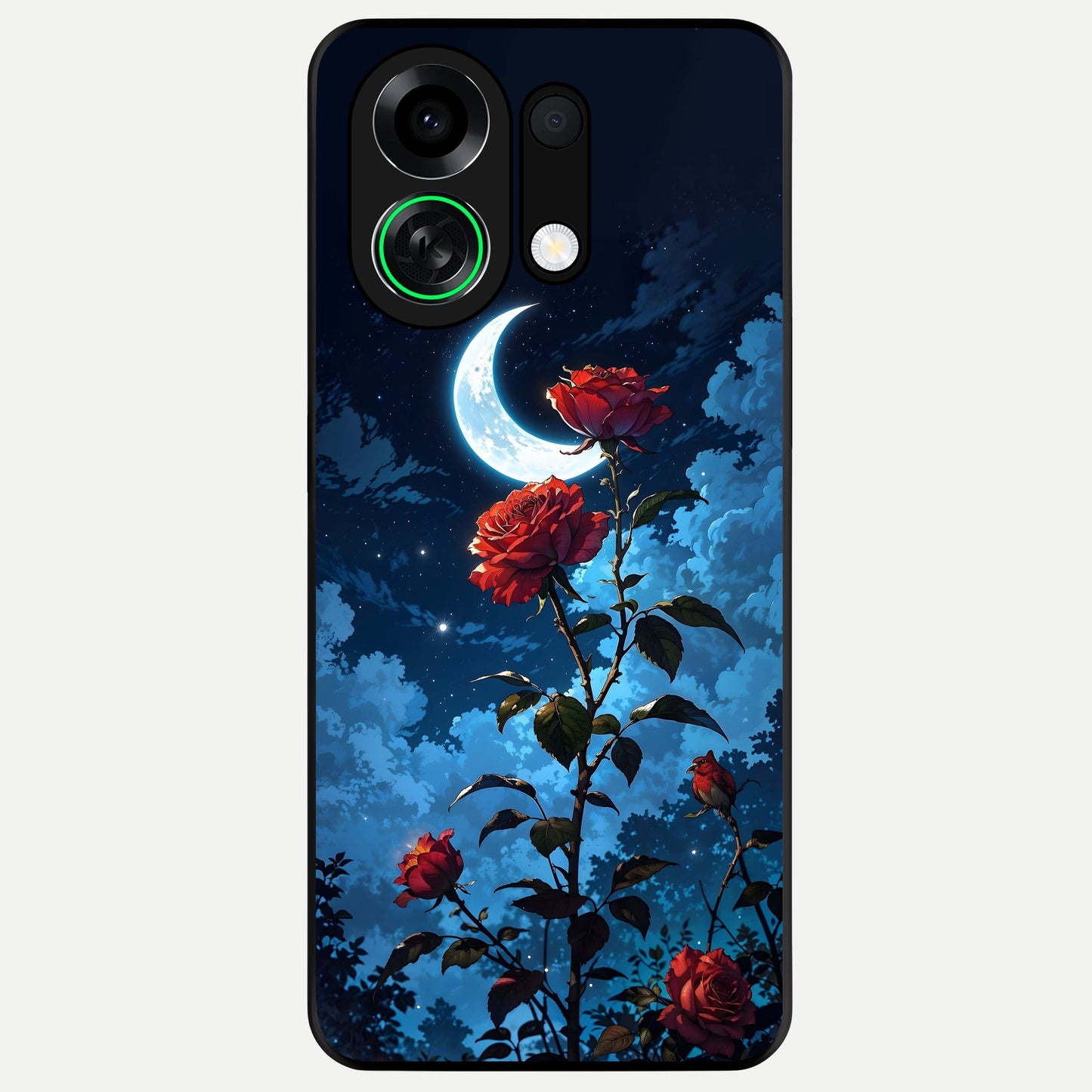  Crimson Rose Moon Glass Case For Oppo K13 Turbo back cover – full design glossy printed glass finish