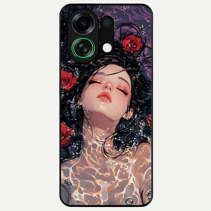  Crimson Rose Serenity Glass Case For Oppo K13 Turbo back cover – full design glossy printed glass finish