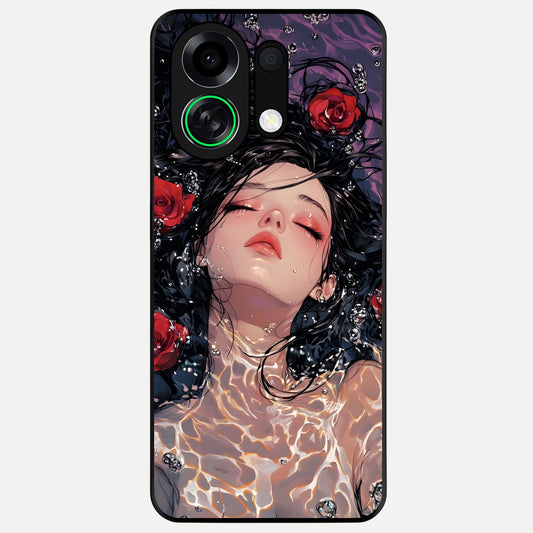  Crimson Rose Serenity Glass Case For Oppo K13 Turbo back cover – full design glossy printed glass finish