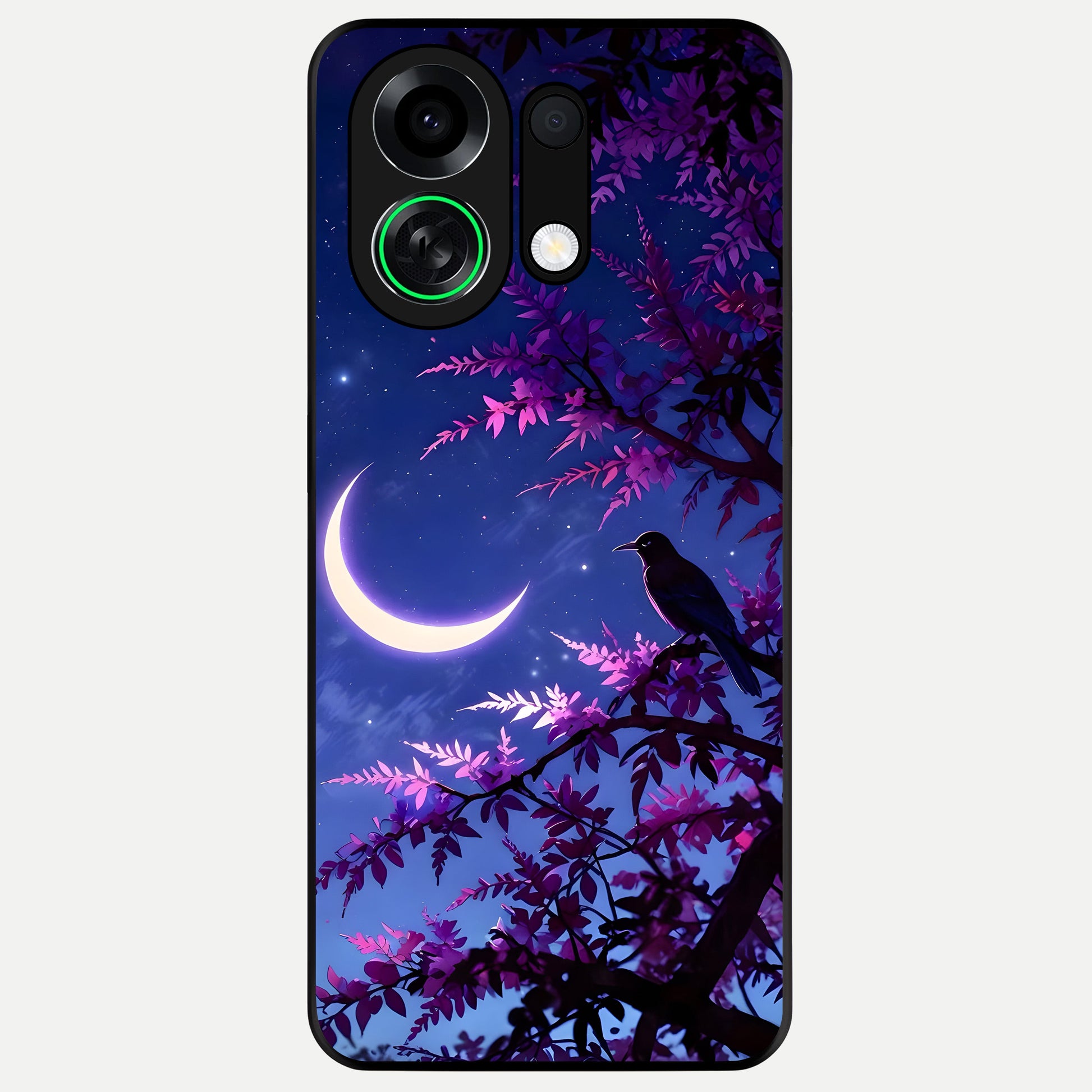  Crow And Moon Scenery Glass Case For Oppo K13 Turbo back cover – full design glossy printed glass finish