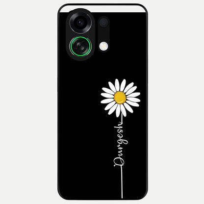  Custom Name White Flower Glass Case For Oppo K13 Turbo back cover – full design glossy printed glass finish
