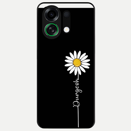  Custom Name White Flower Glass Case For Oppo K13 Turbo back cover – full design glossy printed glass finish