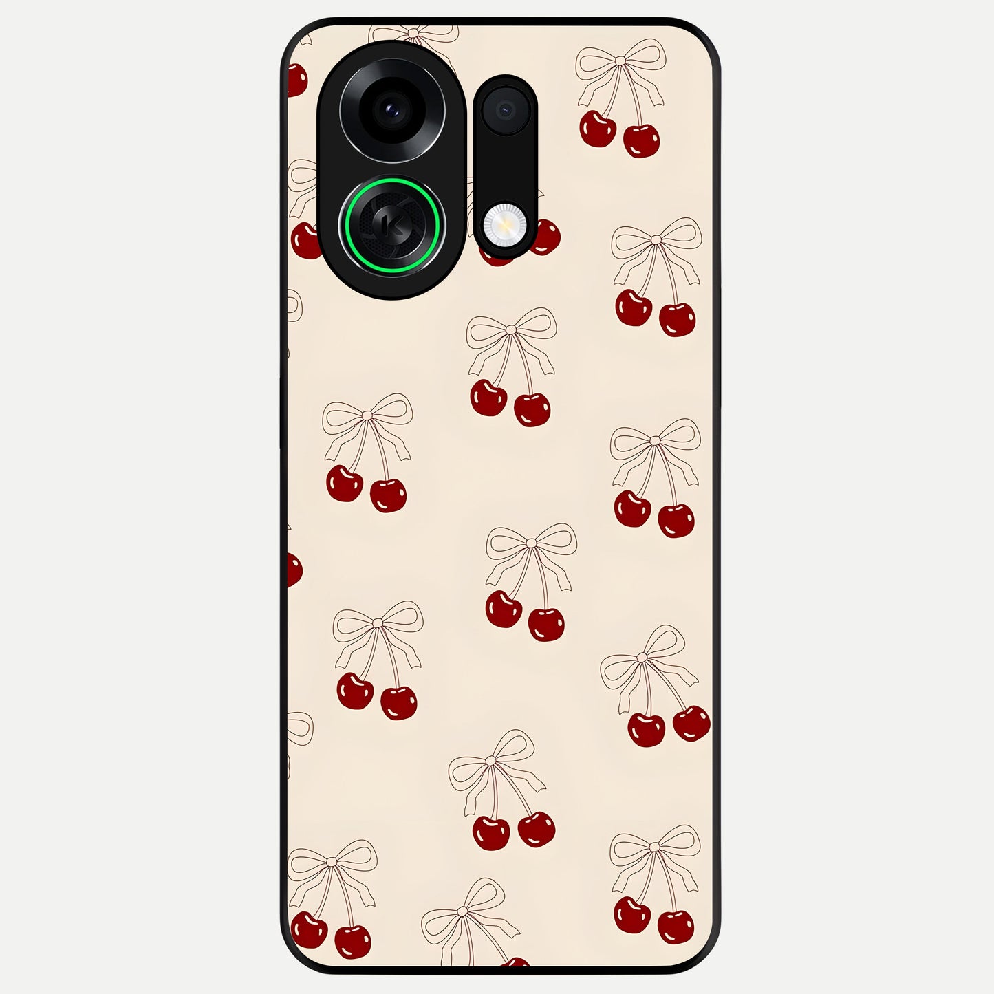  Cute Cherry Pattern Glass Case For Oppo K13 Turbo back cover – full design glossy printed glass finish