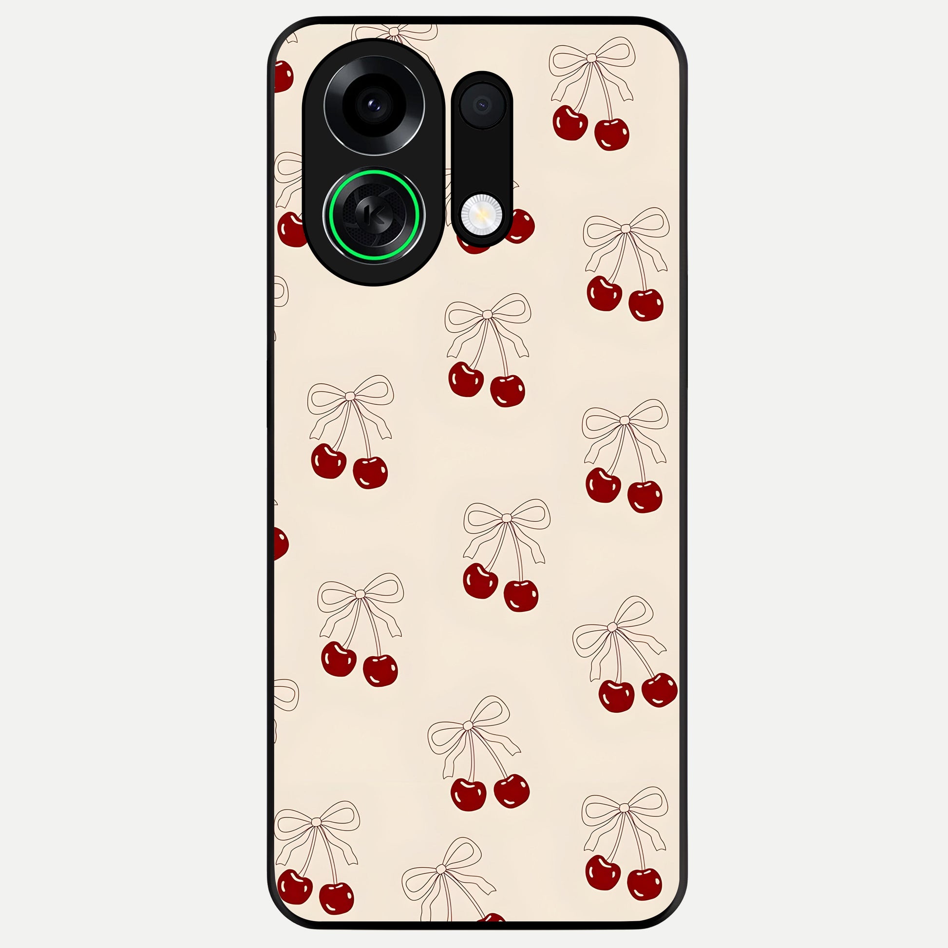  Cute Cherry Pattern Glass Case For Oppo K13 Turbo back cover – full design glossy printed glass finish