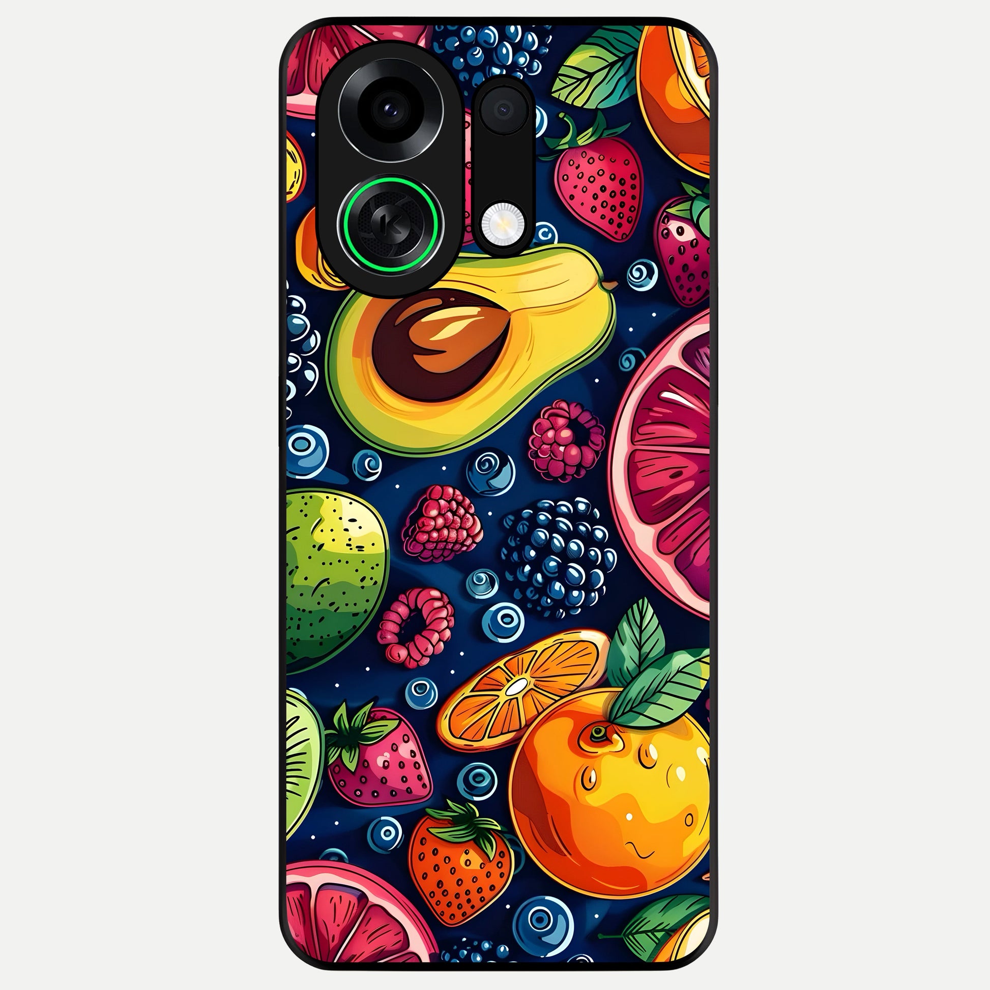  Cute Fruits Art Glass Case For Oppo K13 Turbo back cover – full design glossy printed glass finish