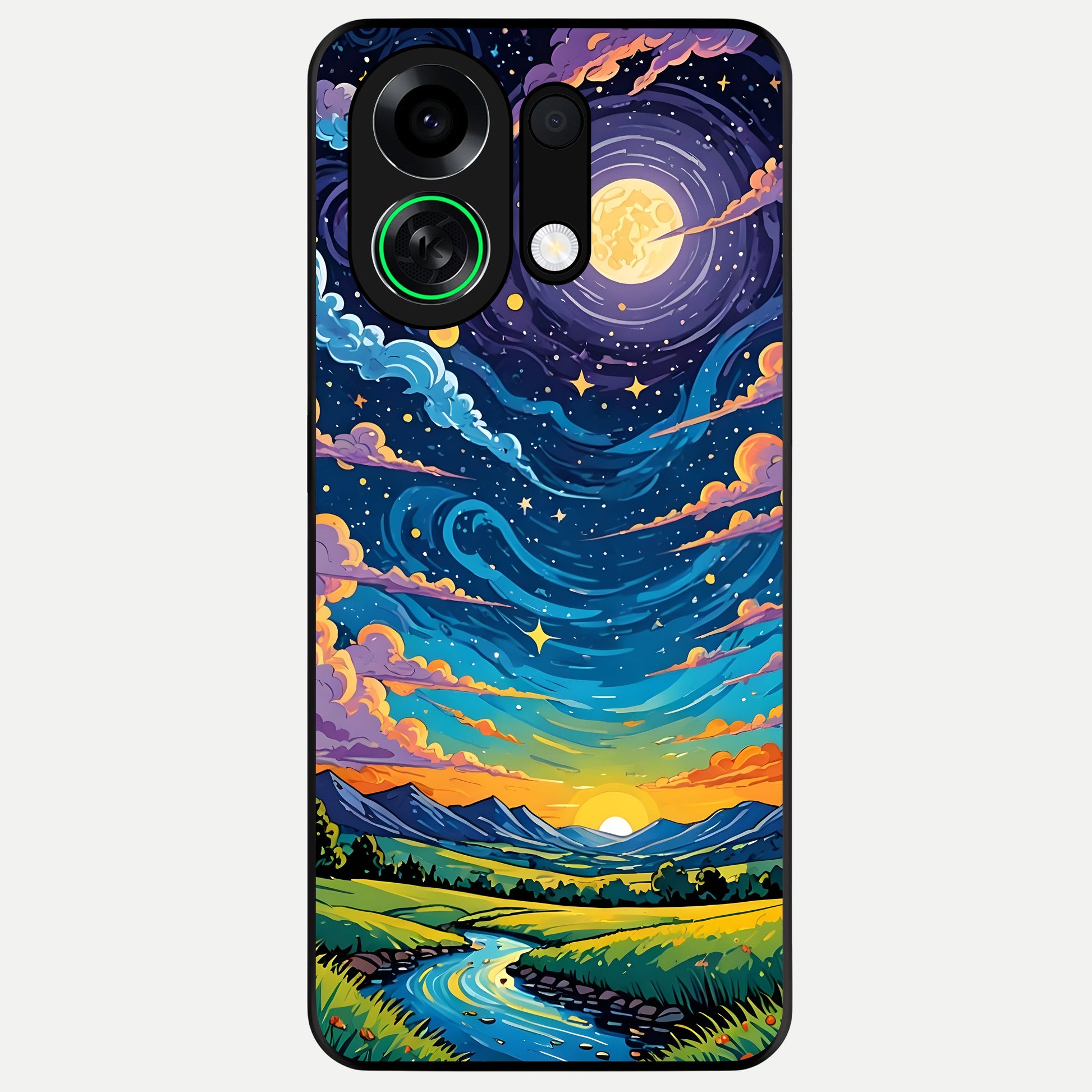  Dreamy Night Landscape Glass Case For Oppo K13 Turbo back cover – full design glossy printed glass finish