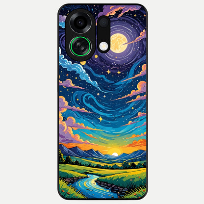  Dreamy Night Landscape Glass Case For Oppo K13 Turbo back cover – full design glossy printed glass finish