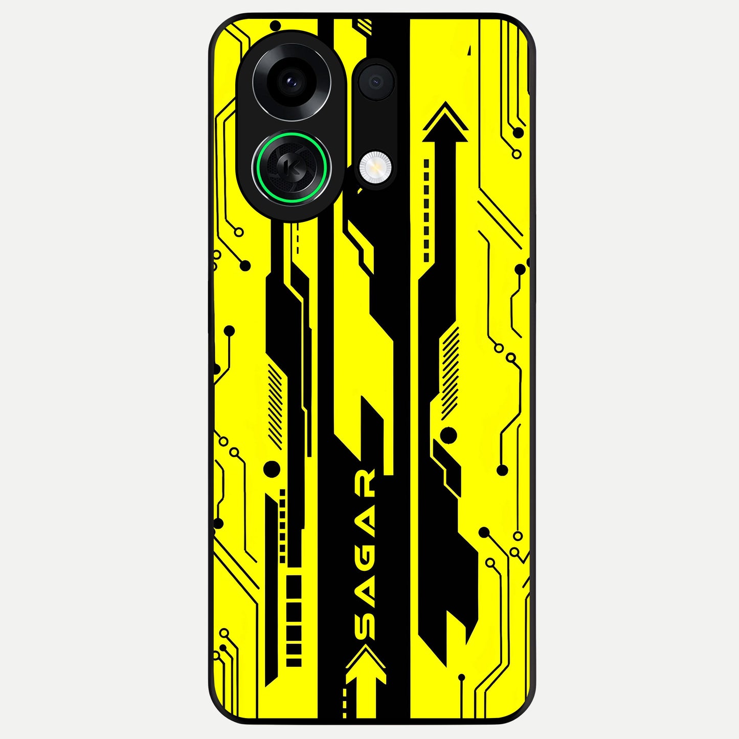  Electric Pulse CYBERPUNK Custom Name Glass Case For Oppo K13 Turbo back cover – full design glossy printed glass finish