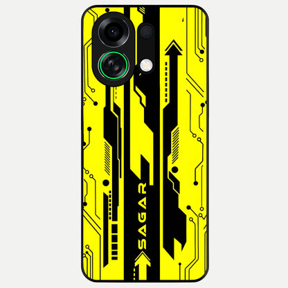  Electric Pulse CYBERPUNK Custom Name Glass Case For Oppo K13 Turbo back cover – full design glossy printed glass finish