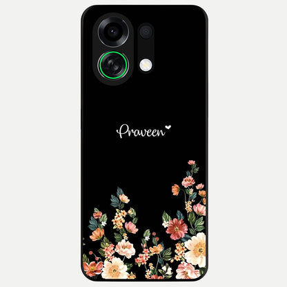  Floral Design Personalized Custom Name Glass Case For Oppo K13 Turbo back cover – full design glossy printed glass finish