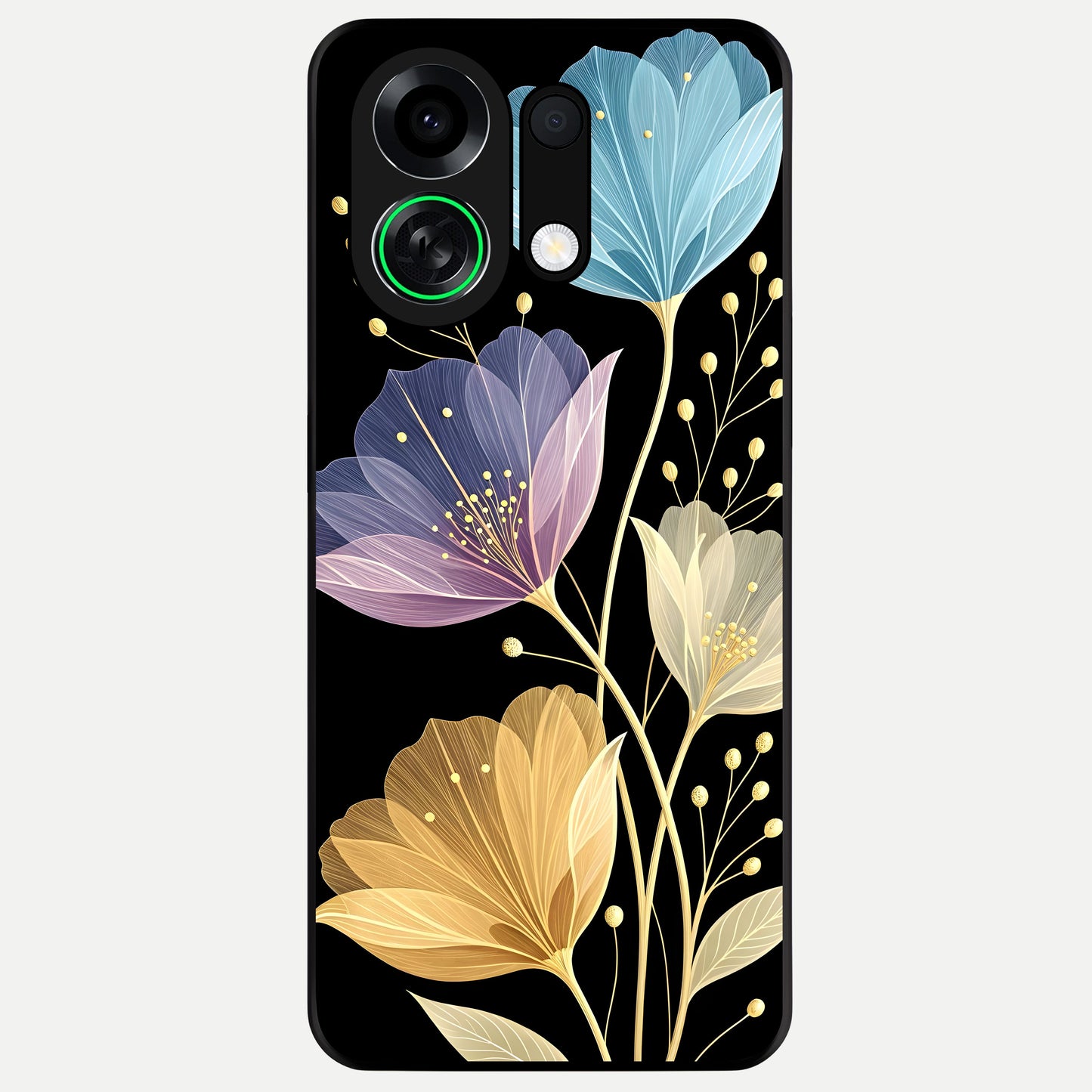  Flower Bloom Glow Glass Case For Oppo K13 Turbo back cover – full design glossy printed glass finish