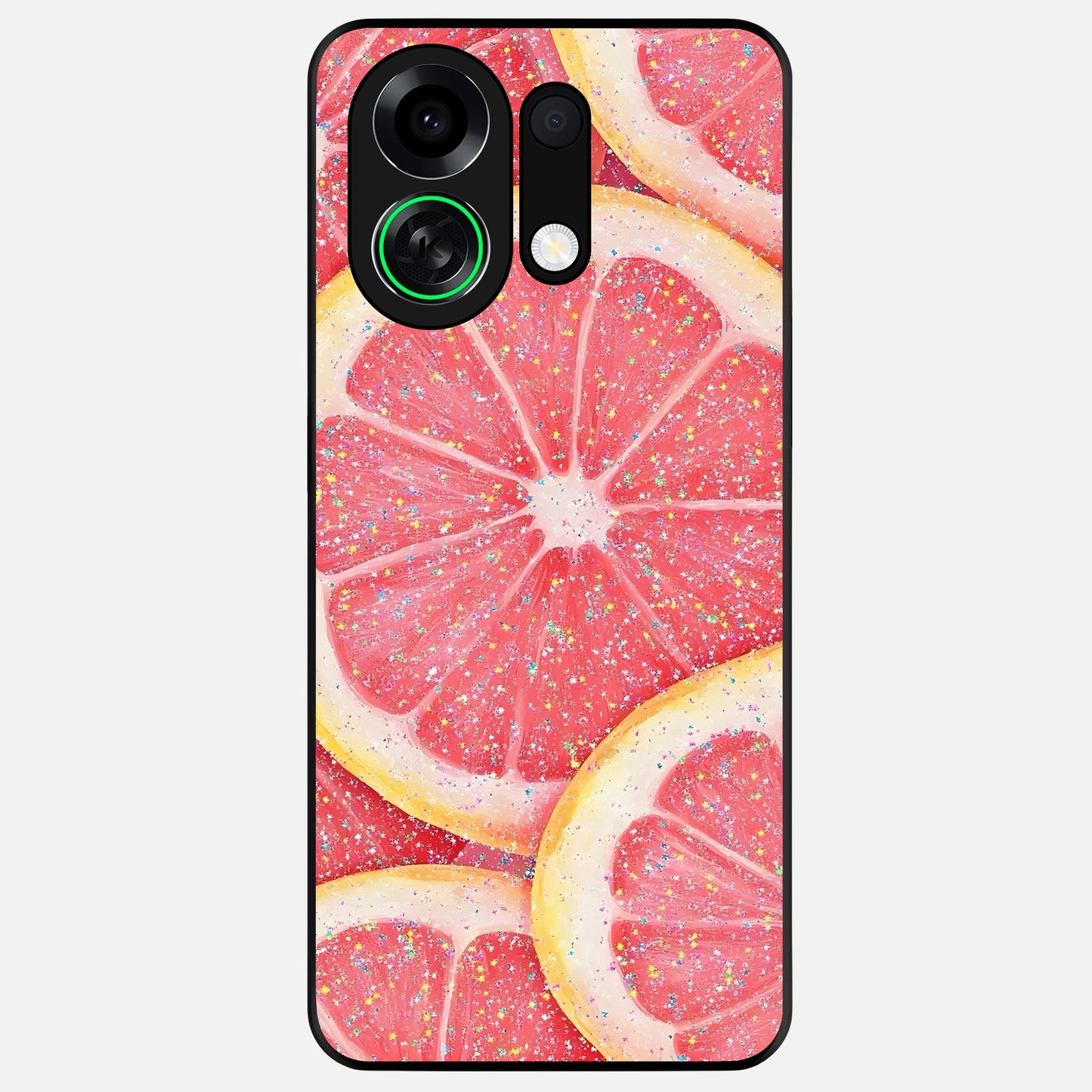  Glitter Grapefruit Glass Case For Oppo K13 Turbo back cover – full design glossy printed glass finish