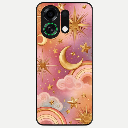  Golden Celestial Dreams Glass Case For Oppo K13 Turbo back cover – full design glossy printed glass finish