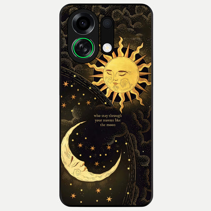  Golden Lunar Love Glass Case For Oppo K13 Turbo back cover – full design glossy printed glass finish