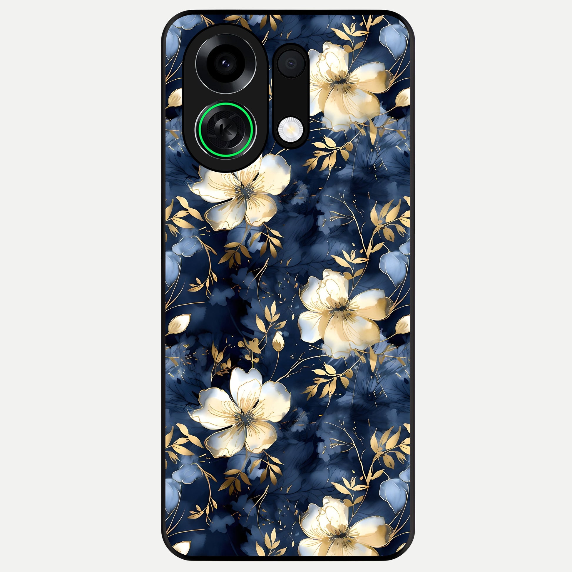  Golden Midnight Bloom Glass Case For Oppo K13 Turbo back cover – full design glossy printed glass finish