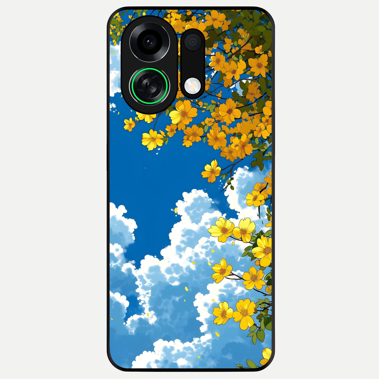  Golden Petal Sky Glass Case For Oppo K13 Turbo back cover – full design glossy printed glass finish