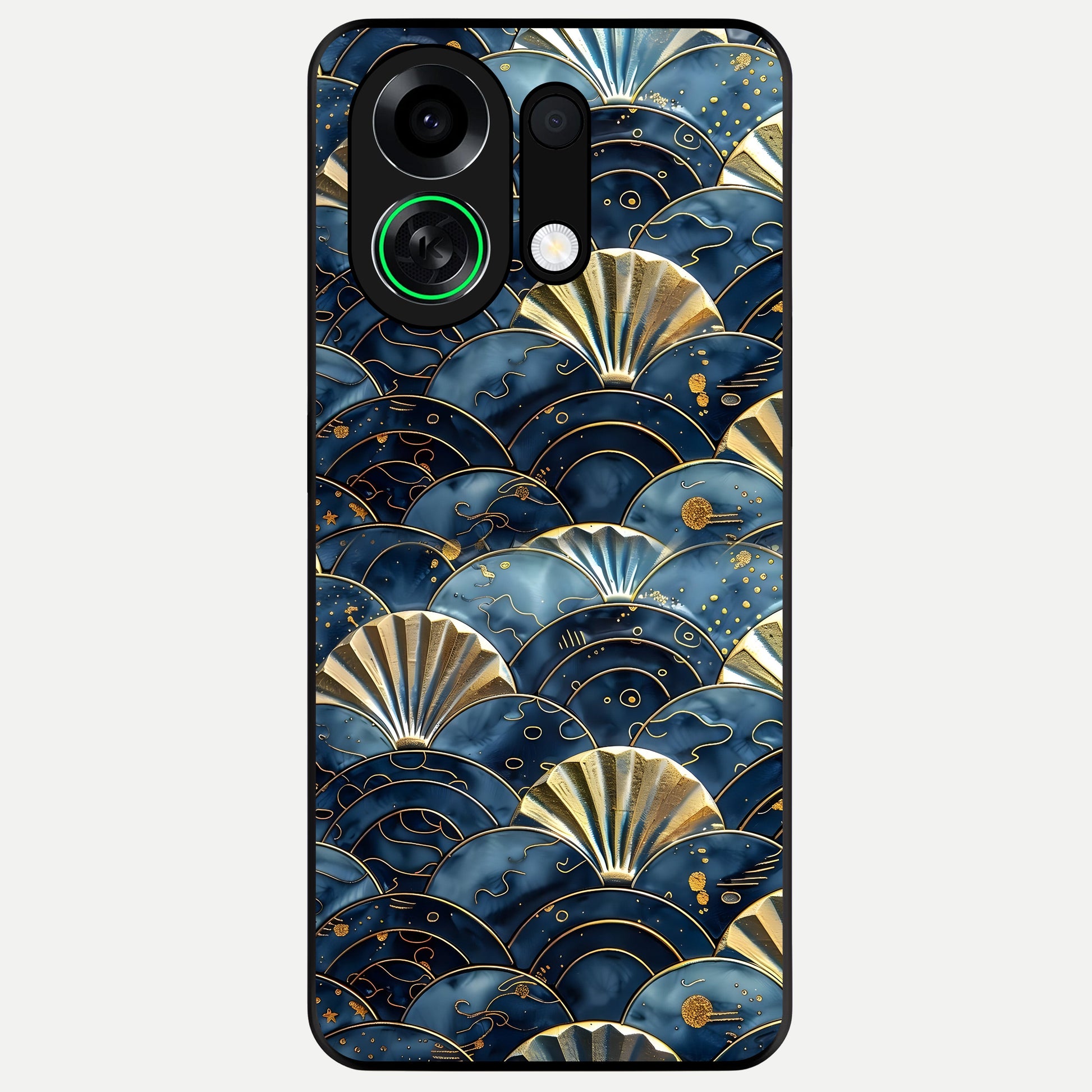  Golden Wave Luxe Glass Case For Oppo K13 Turbo back cover – full design glossy printed glass finish