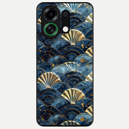  Golden Wave Luxe Glass Case For Oppo K13 Turbo back cover – full design glossy printed glass finish