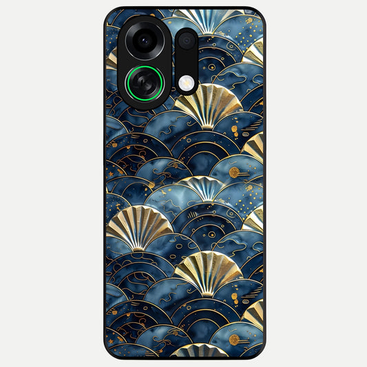  Golden Wave Luxe Glass Case For Oppo K13 Turbo back cover – full design glossy printed glass finish