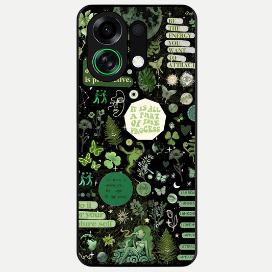  Green Mandala Pattern Glass Case For Oppo K13 Turbo back cover – full design glossy printed glass finish