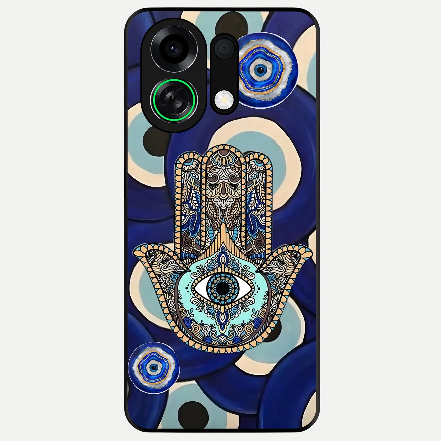  Hamsa Divine Guard Glass Case For Oppo K13 Turbo back cover – full design glossy printed glass finish
