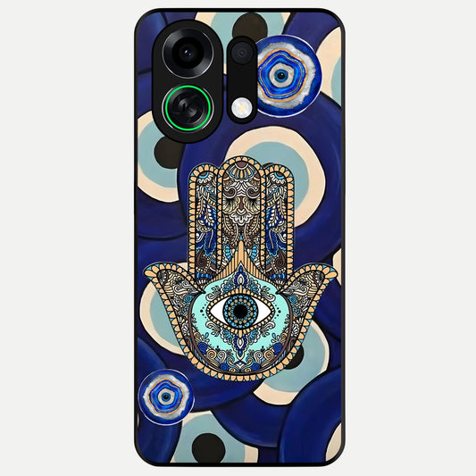  Hamsa Divine Guard Glass Case For Oppo K13 Turbo back cover – full design glossy printed glass finish