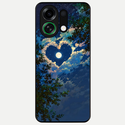  Heart With Moon Sky Glass Case For Oppo K13 Turbo back cover – full design glossy printed glass finish