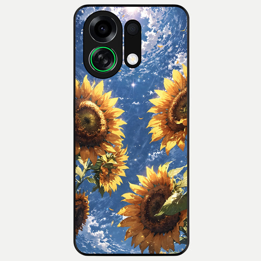  Heavenly Sunflower Rise Glass Case For Oppo K13 Turbo back cover – full design glossy printed glass finish