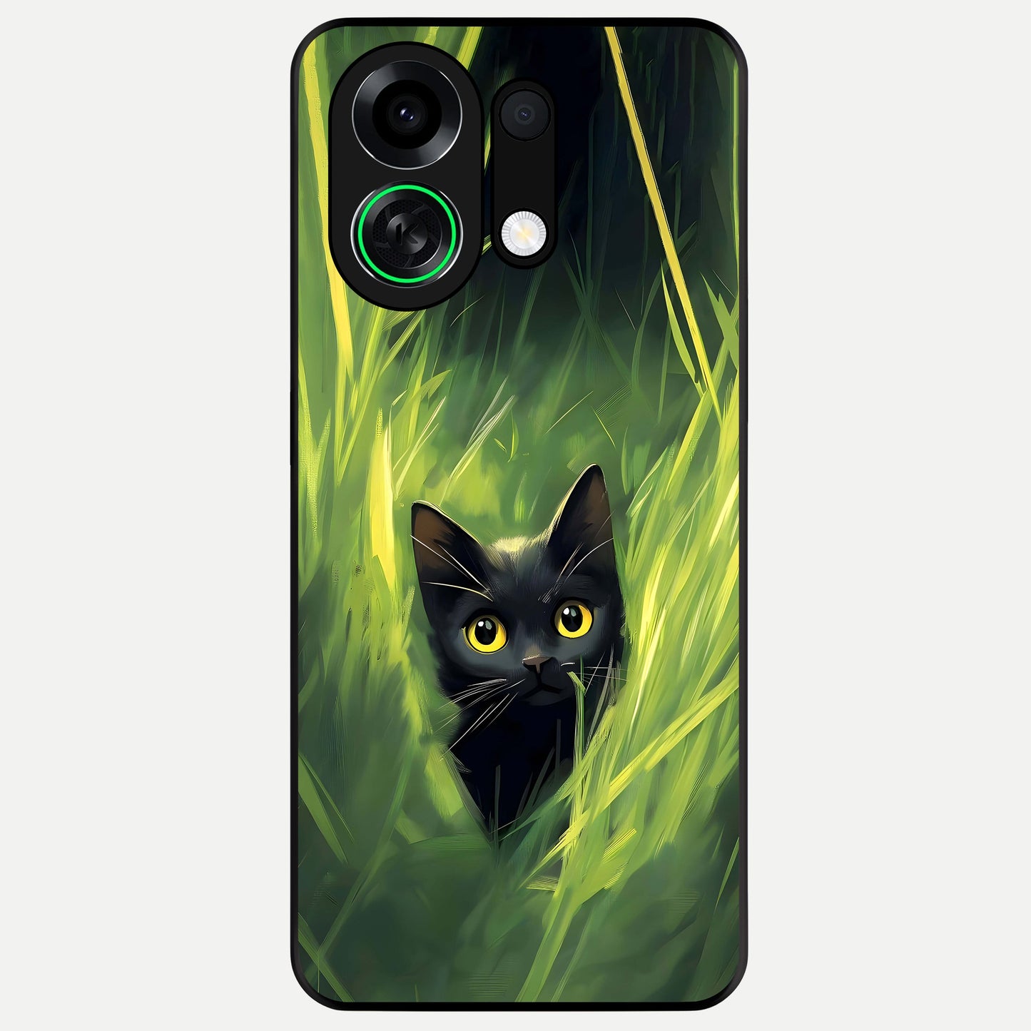  Hidden Cat Whisper Glass Case For Oppo K13 Turbo back cover – full design glossy printed glass finish