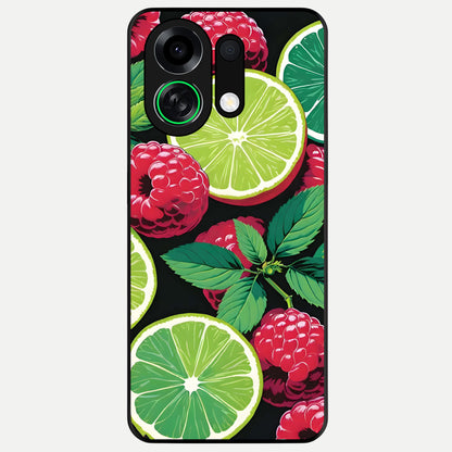  Lime and Raspberry Pattern Glass Case For Oppo K13 Turbo back cover – full design glossy printed glass finish