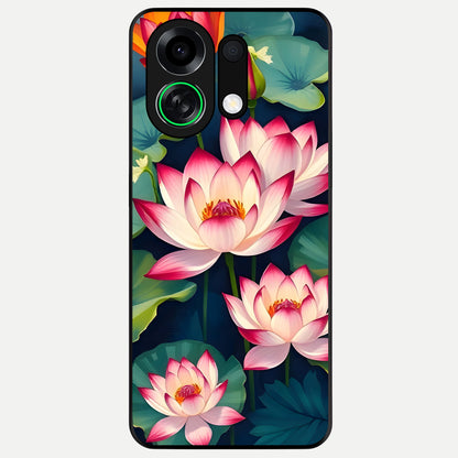  Lotus Dream Serenity Glass Case For Oppo K13 Turbo back cover – full design glossy printed glass finish