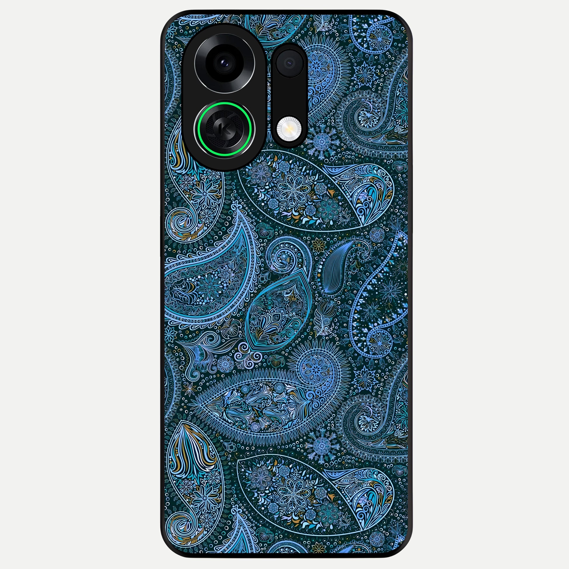  Midnight Paisley Glow Glass Case For Oppo K13 Turbo back cover – full design glossy printed glass finish