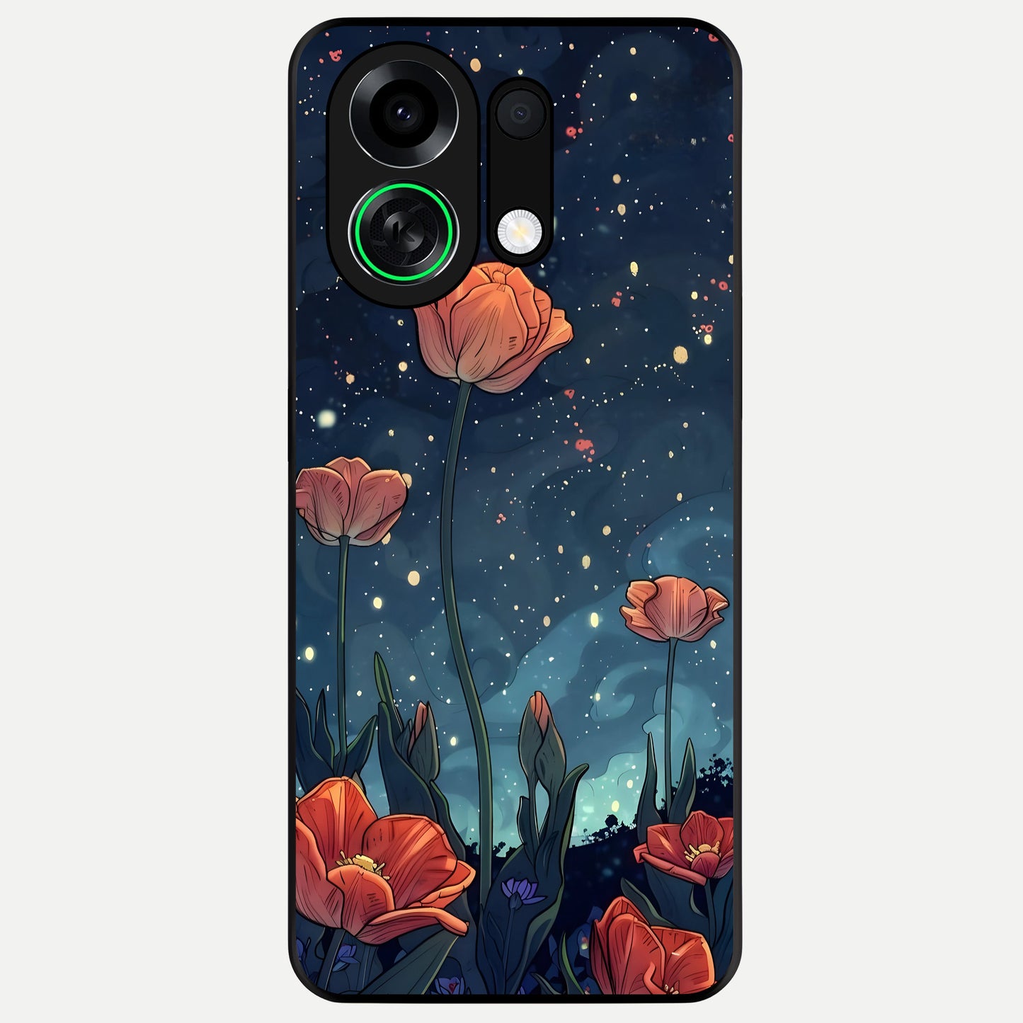  Midnight Tulip Glow Glass Case For Oppo K13 Turbo back cover – full design glossy printed glass finish