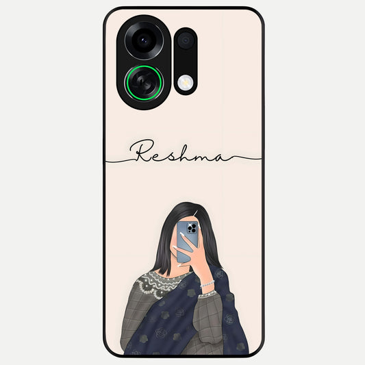  Mirror Mood Muse With Custom Name Glass Case For Oppo K13 Turbo back cover – full design glossy printed glass finish