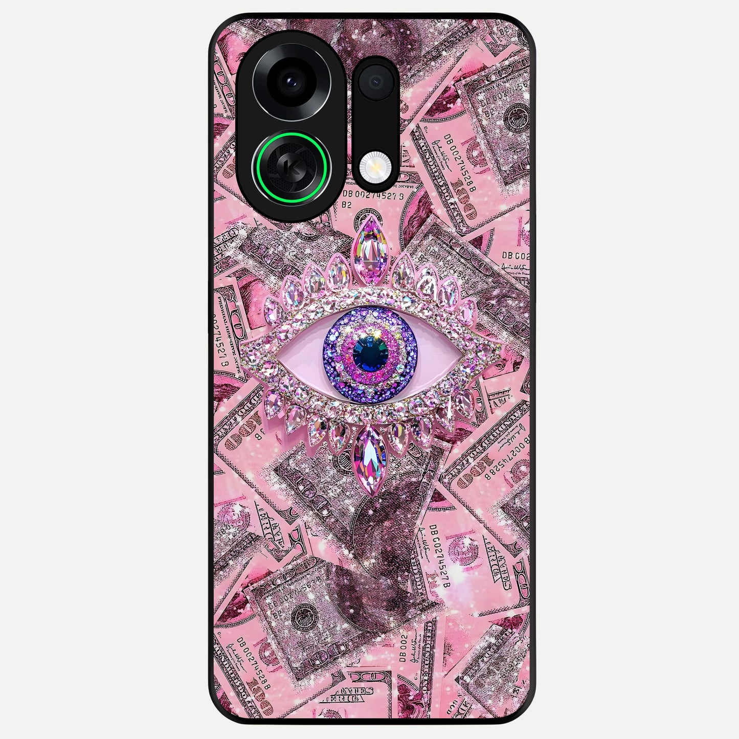  Money Eye Luxe Glass Case For Oppo K13 Turbo back cover – full design glossy printed glass finish
