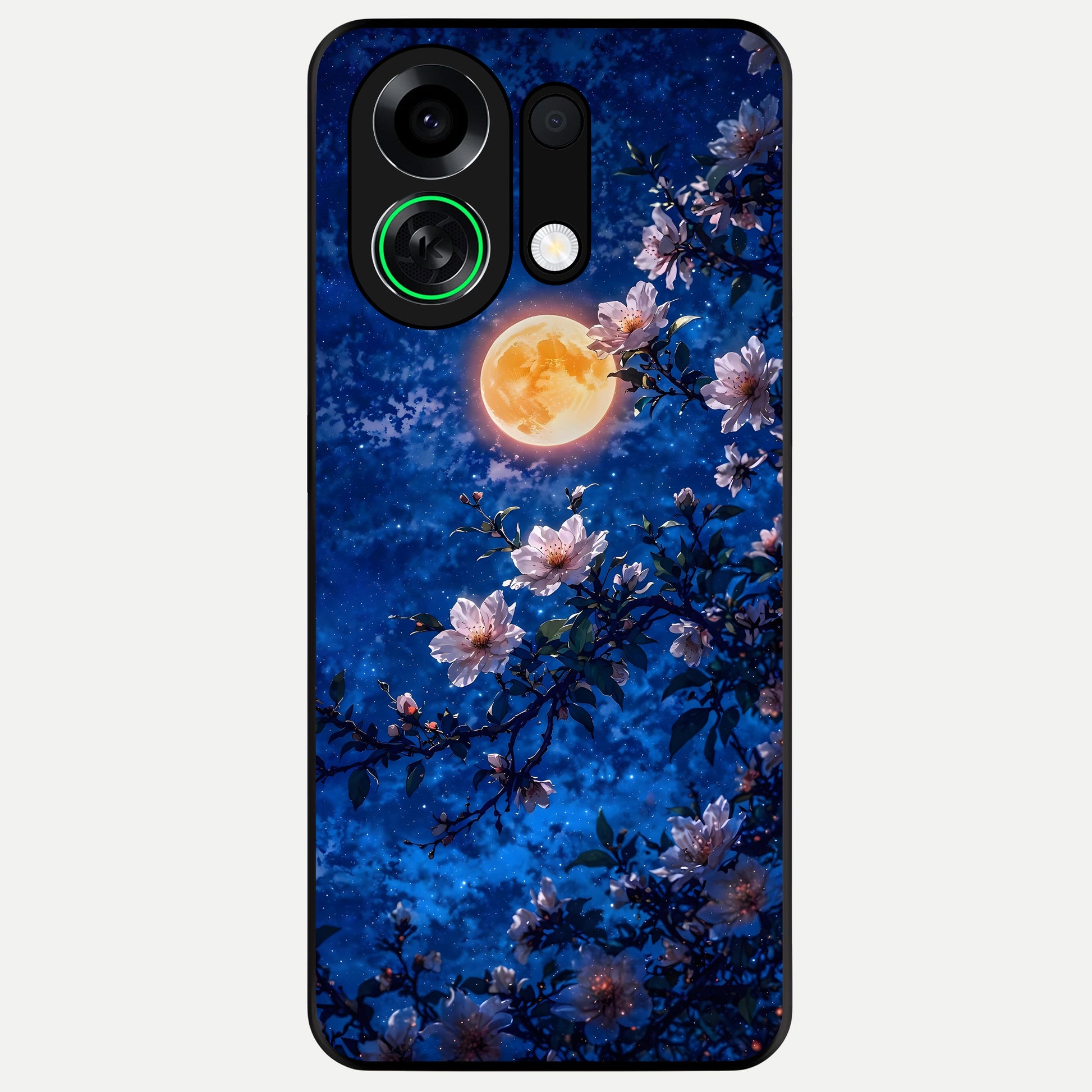 Moonlit Blossoms Night Glass Case For Oppo K13 Turbo back cover – full design glossy printed glass finish