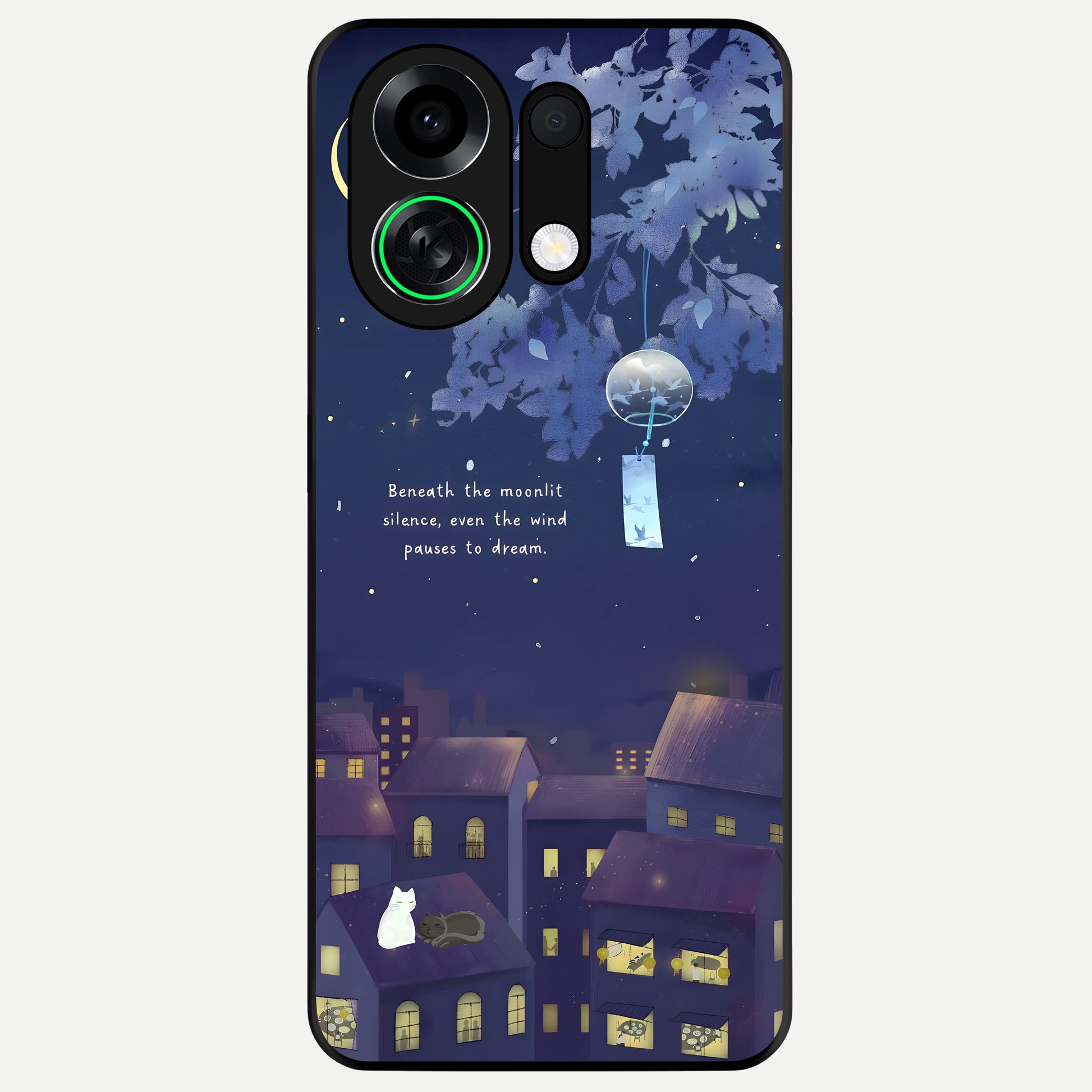 Moonlit Cat Silence Glass Case For Oppo K13 Turbo back cover – full design glossy printed glass finish