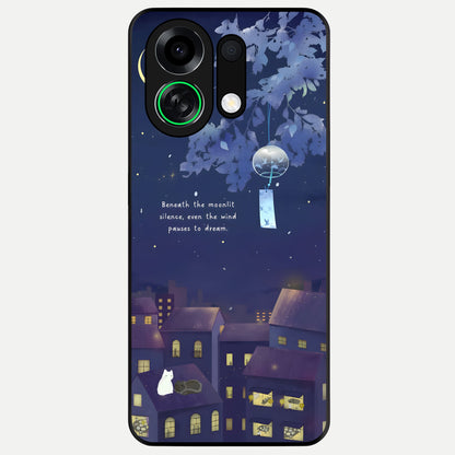  Moonlit Cat Silence Glass Case For Oppo K13 Turbo back cover – full design glossy printed glass finish